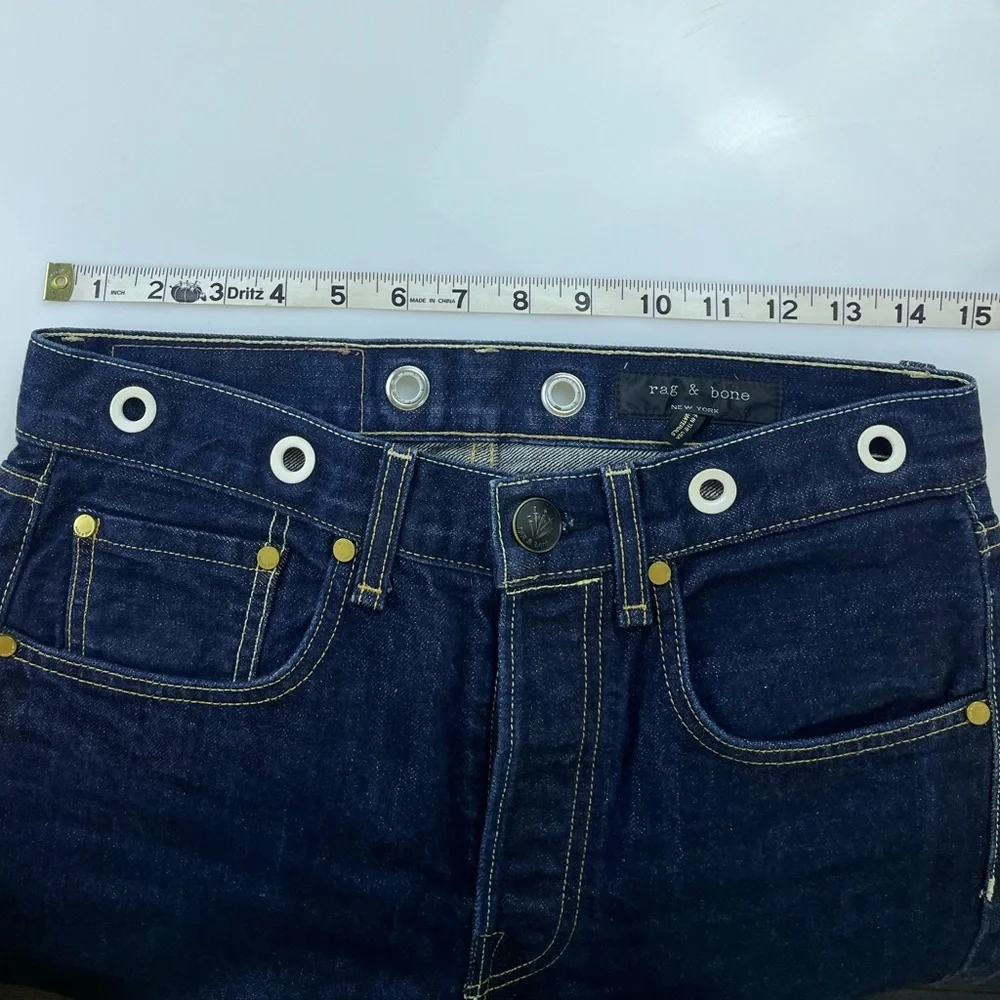 Rag & Bone Trompe L’Oeil Indigo Selvedge Cuff Grommet Jeans N248-6 - Picture 6 of 8